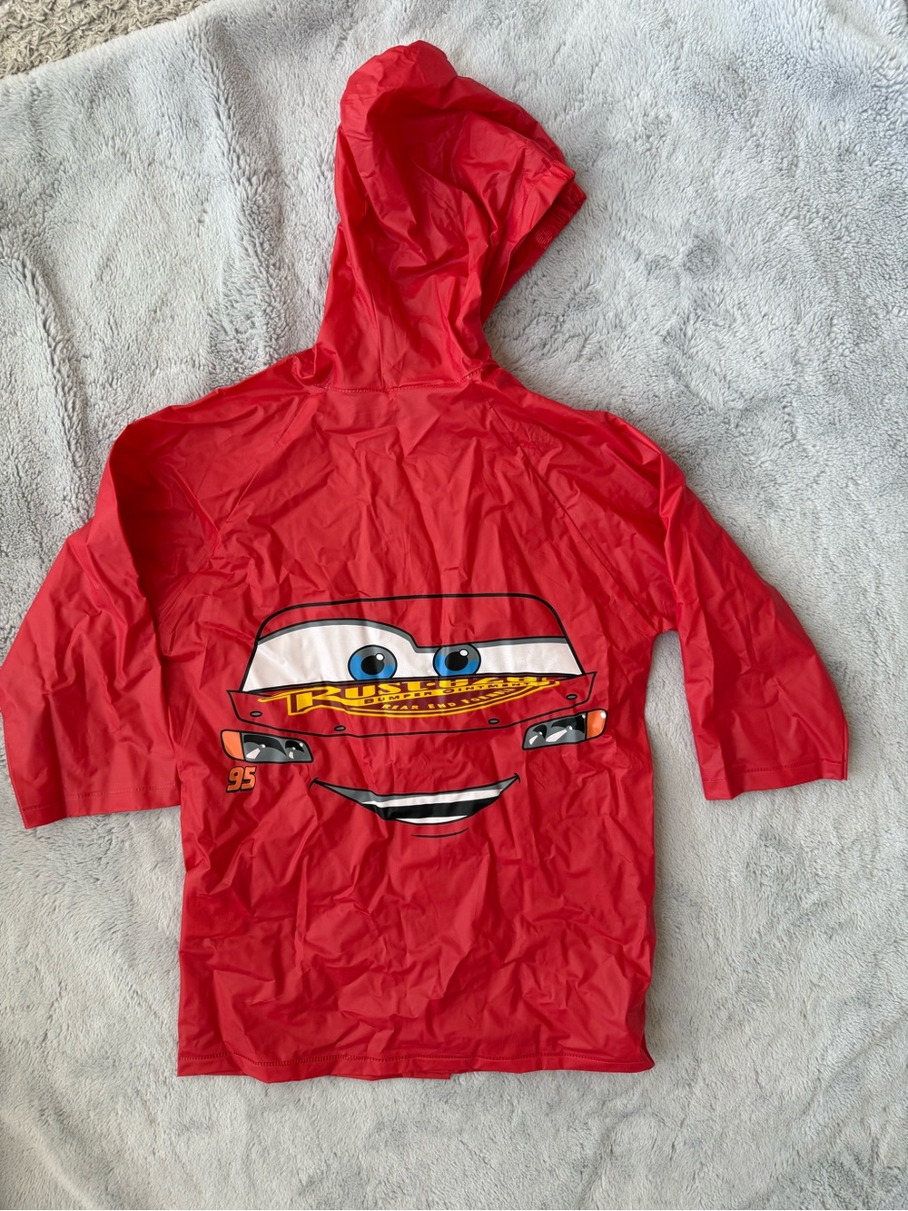 Red Lightning McQueen Hooded Kids Rain Poncho